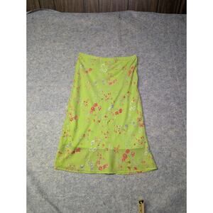 Zero Zero Women's Y2K Fairy Midi Green Floral Beaded Boho Skirt Size M 90s